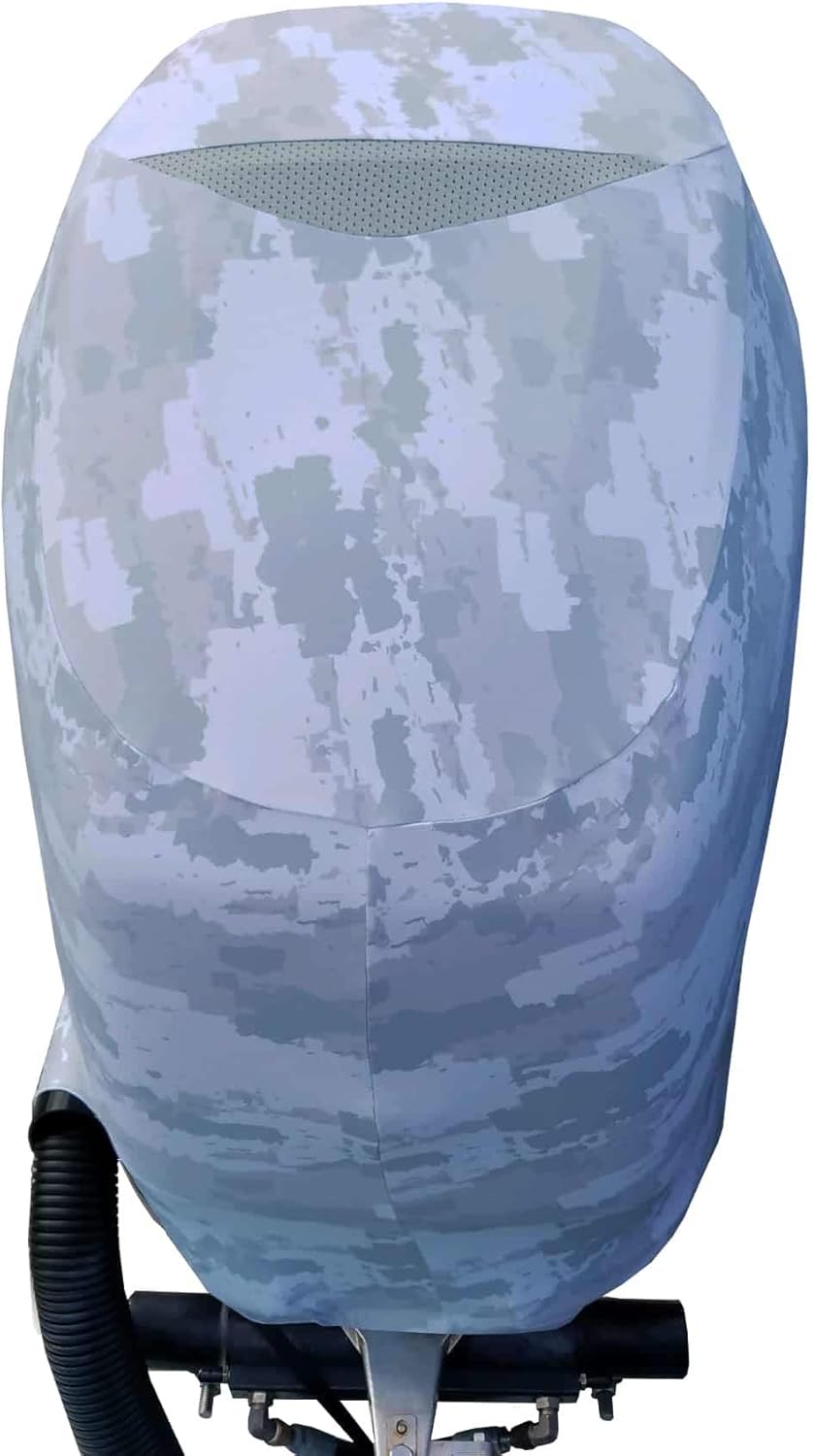 Grey Digital Camo Outboard Motor Cover O323074