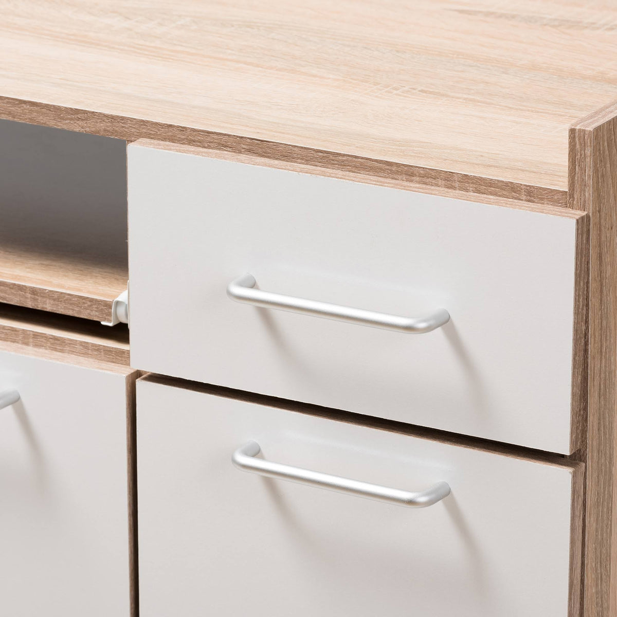 Light Oak and White Finish Kitchen Cabinet T92349