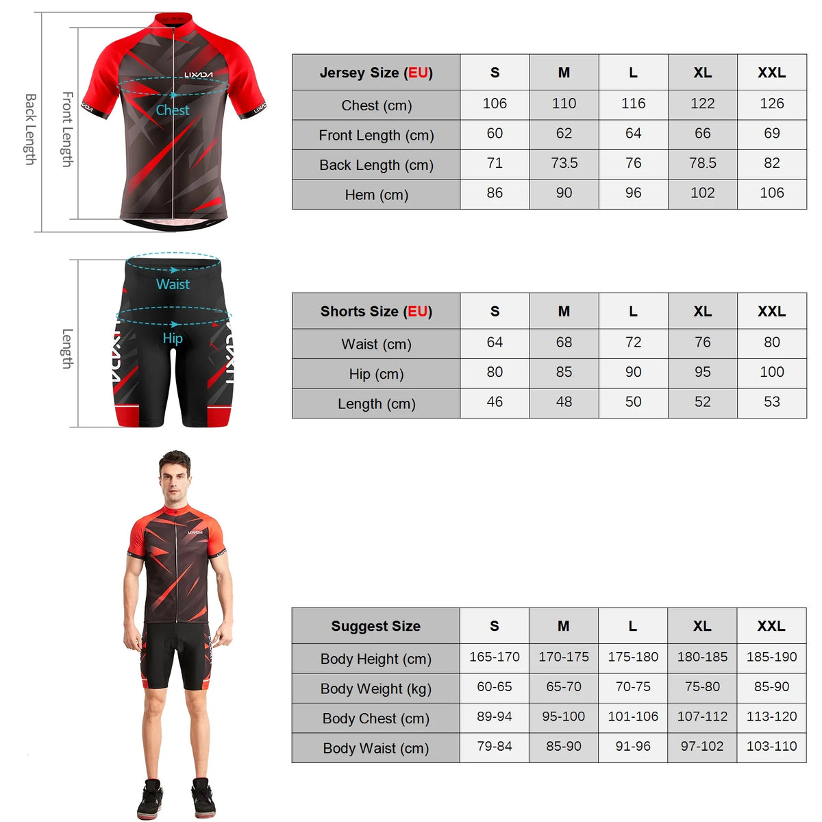 Men Cycling Jersey Short Sleeve Bike Shirt and Padded Shorts Bicycle Clothing Suit Q792