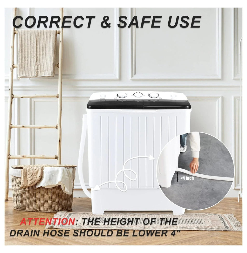 Portable 20lbs Washer and Dryer Combo Black E728