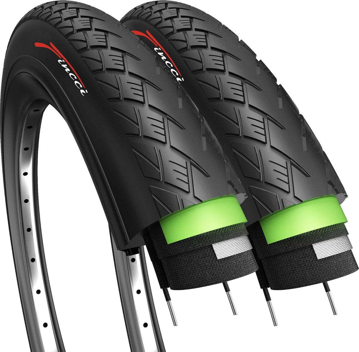 Pair 700 x 38c 40-622 Foldable Tires with 1mm Antipuncture Protection, Pack of 2 P7373