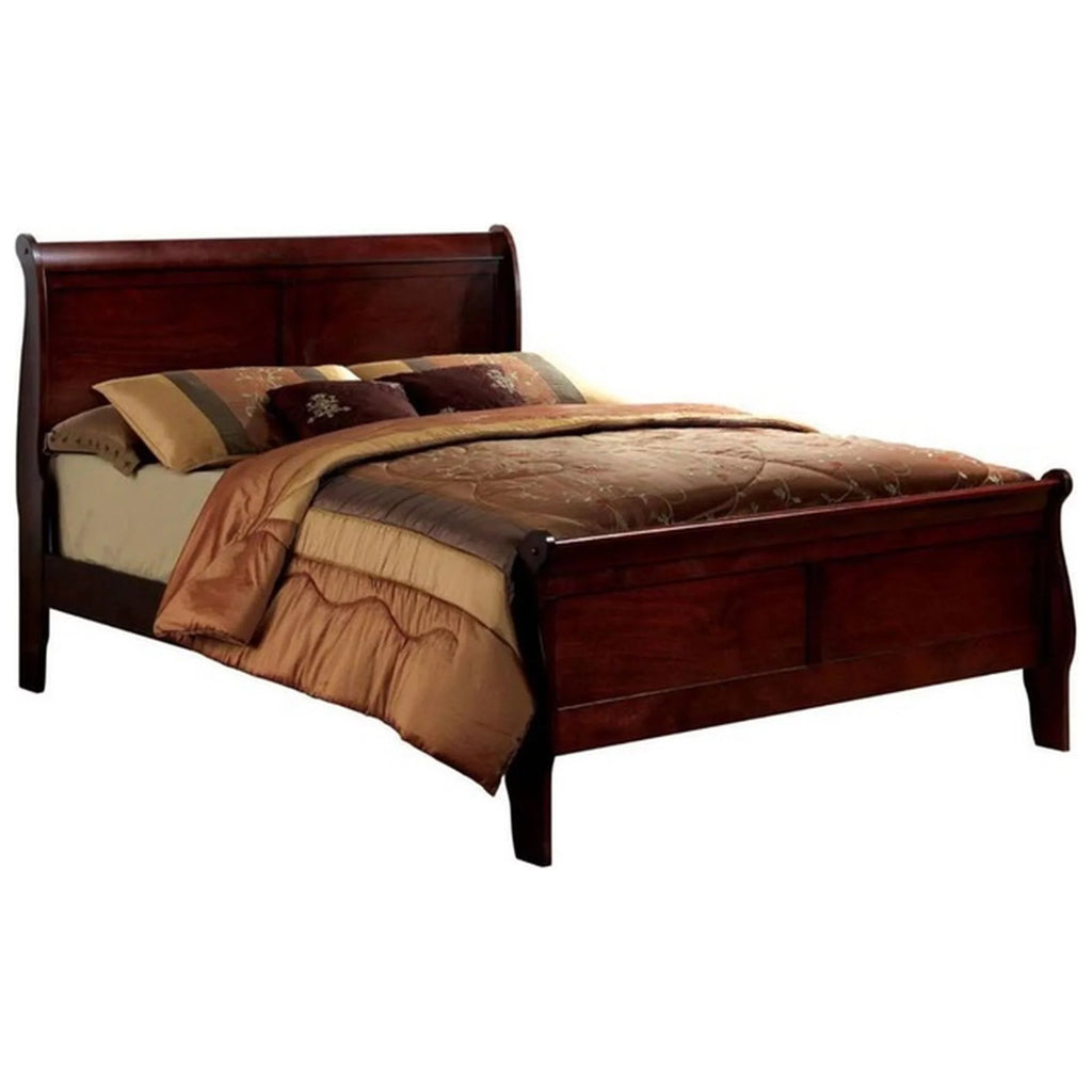 Cherry Sleigh Bed Queen Size Solid Wood C225771