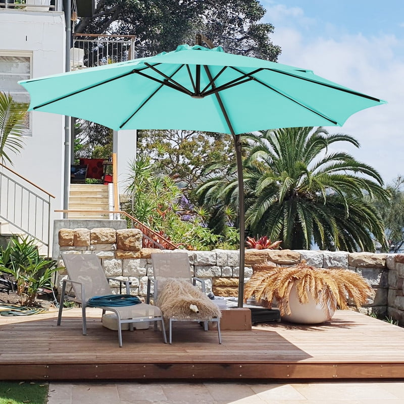 11ft Curvy Cantilever Offset Hanging Patio Umbrella with Base, Beige C21906