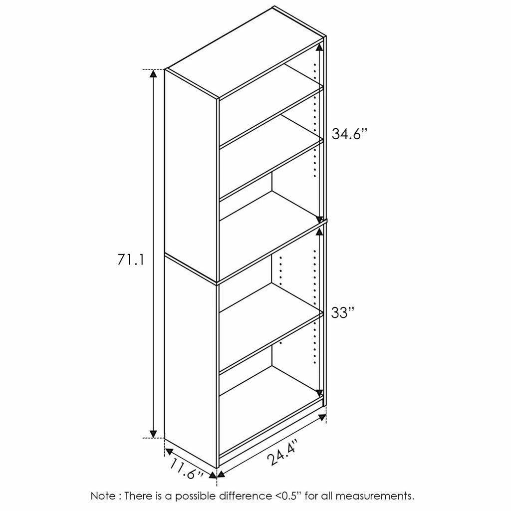 White 5-Shelf Engineered Wood Bookcase F233347