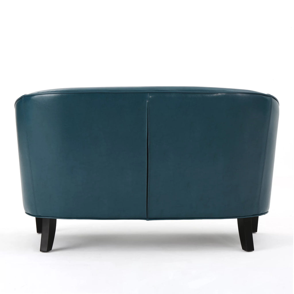 Teal Leather Loveseat J804