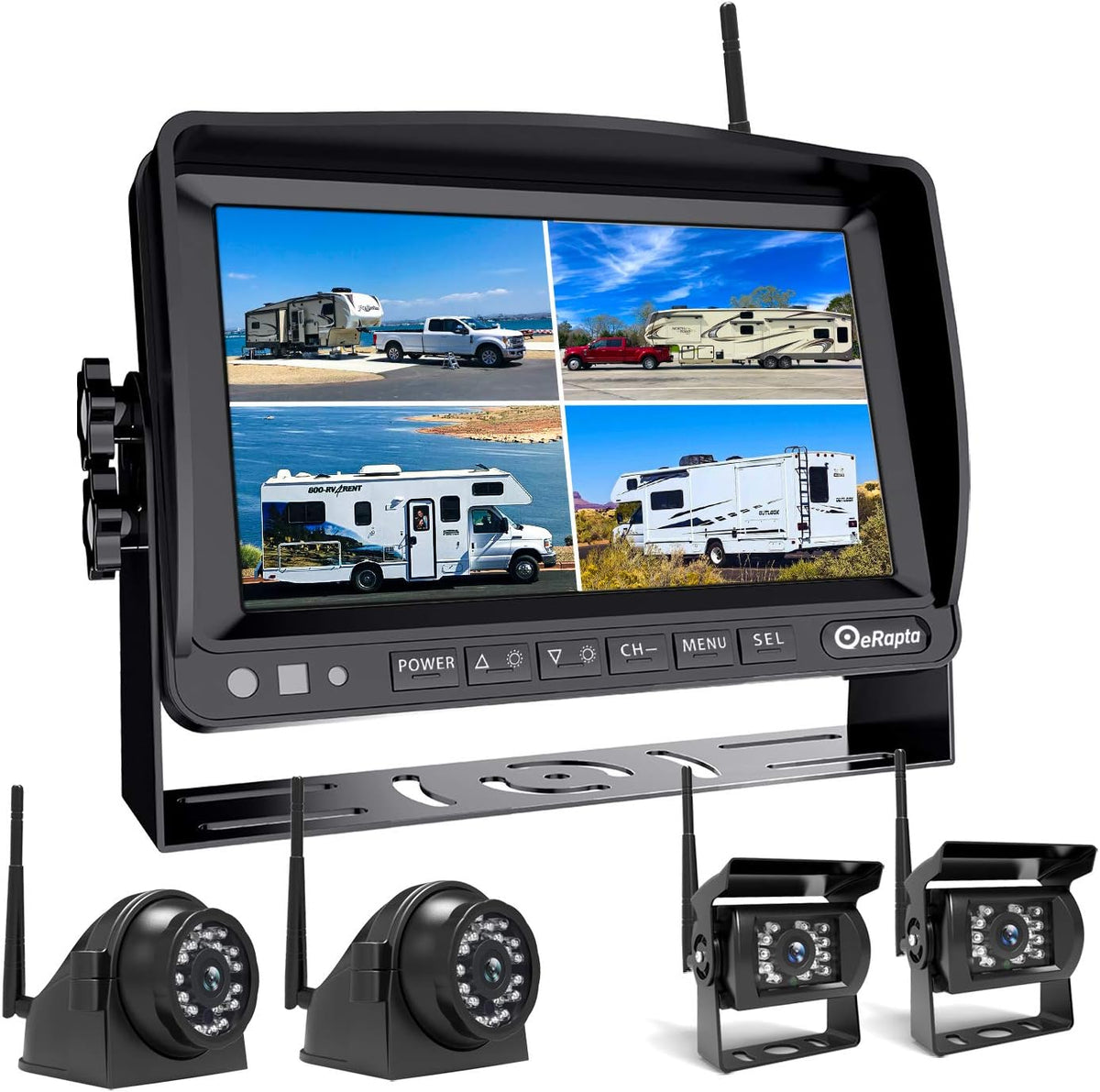 Wireless Backup Camera System with 7'' Monitor and 4 Channels, Black X559