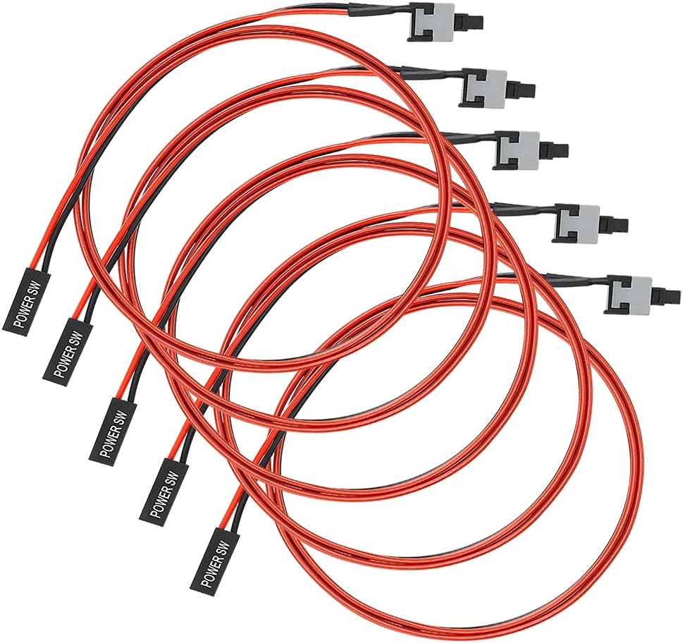 5pcs 2 Pin PC Power Cable Push Button ATX Computer Switch Wire Restart Switch 55CM T37775