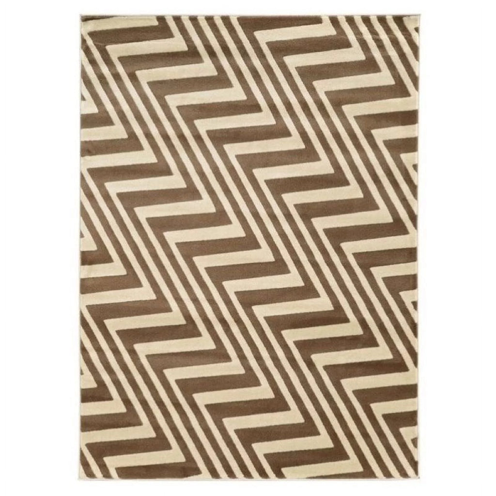 8' x 10' Zig Zag Rug in Ivory and Beige T19927