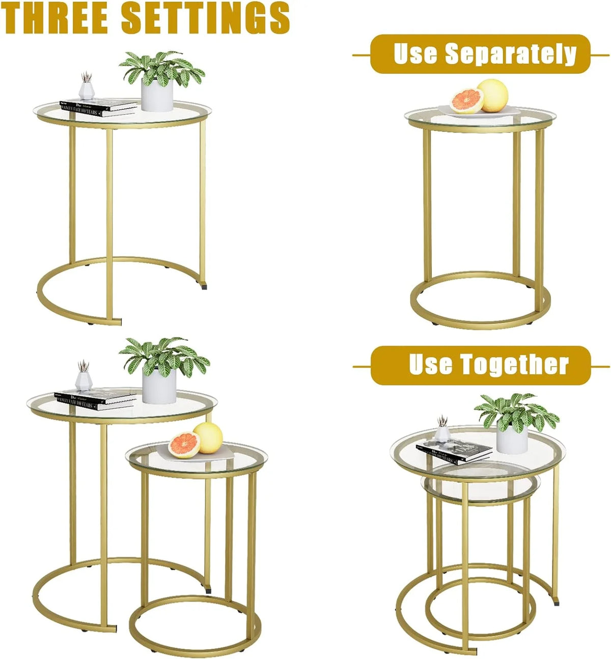 Black Tempered Glass Coffee Table Set of 2 Q727