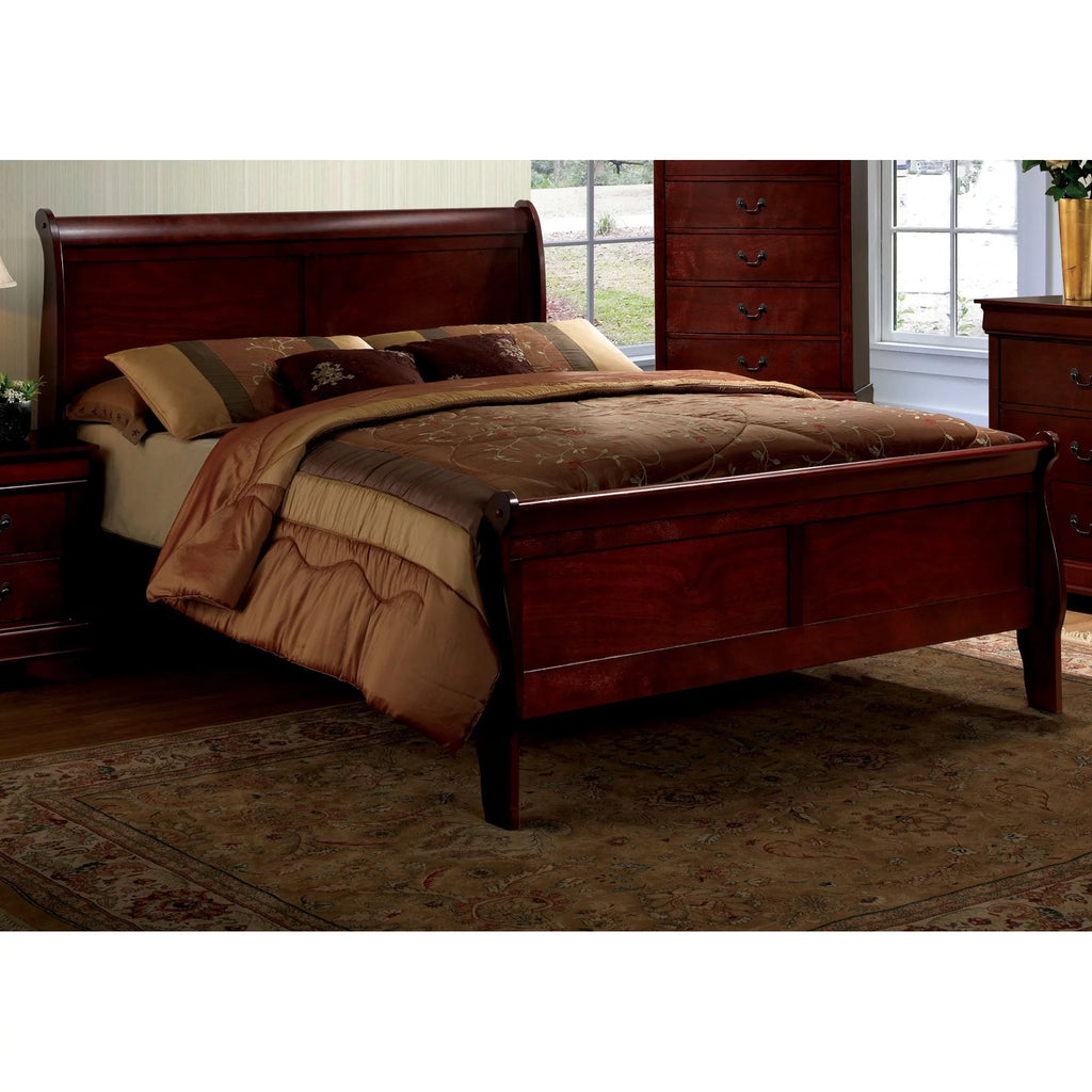 Cherry Sleigh Bed Queen Size Solid Wood C225771