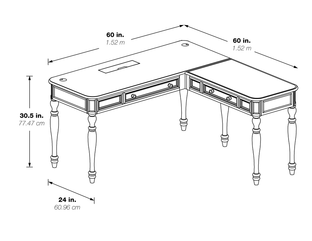 L-Shape Engineered Wood Desk with Power Z57079