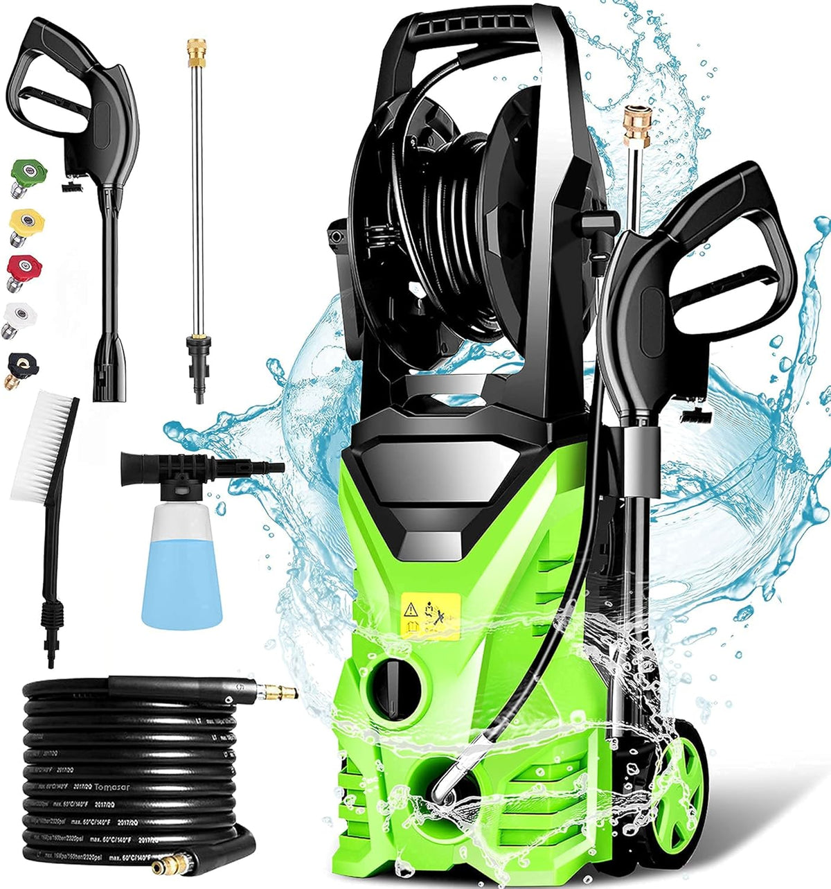 Green 1500W Electric Pressure Washer with 5 Nozzles V63116