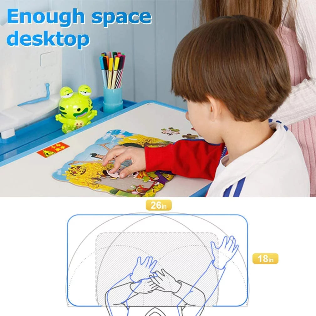 Height Adjustable Children's Study Desk Table Chair Set with Drawer Y745326