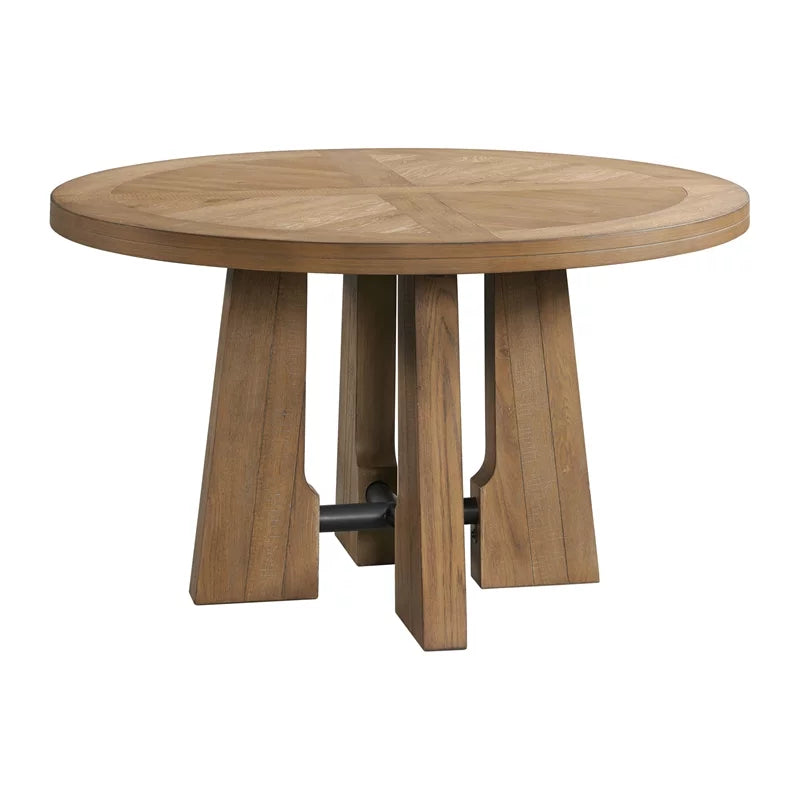 Round Wood Table in Weathered Oak Finish Y5882