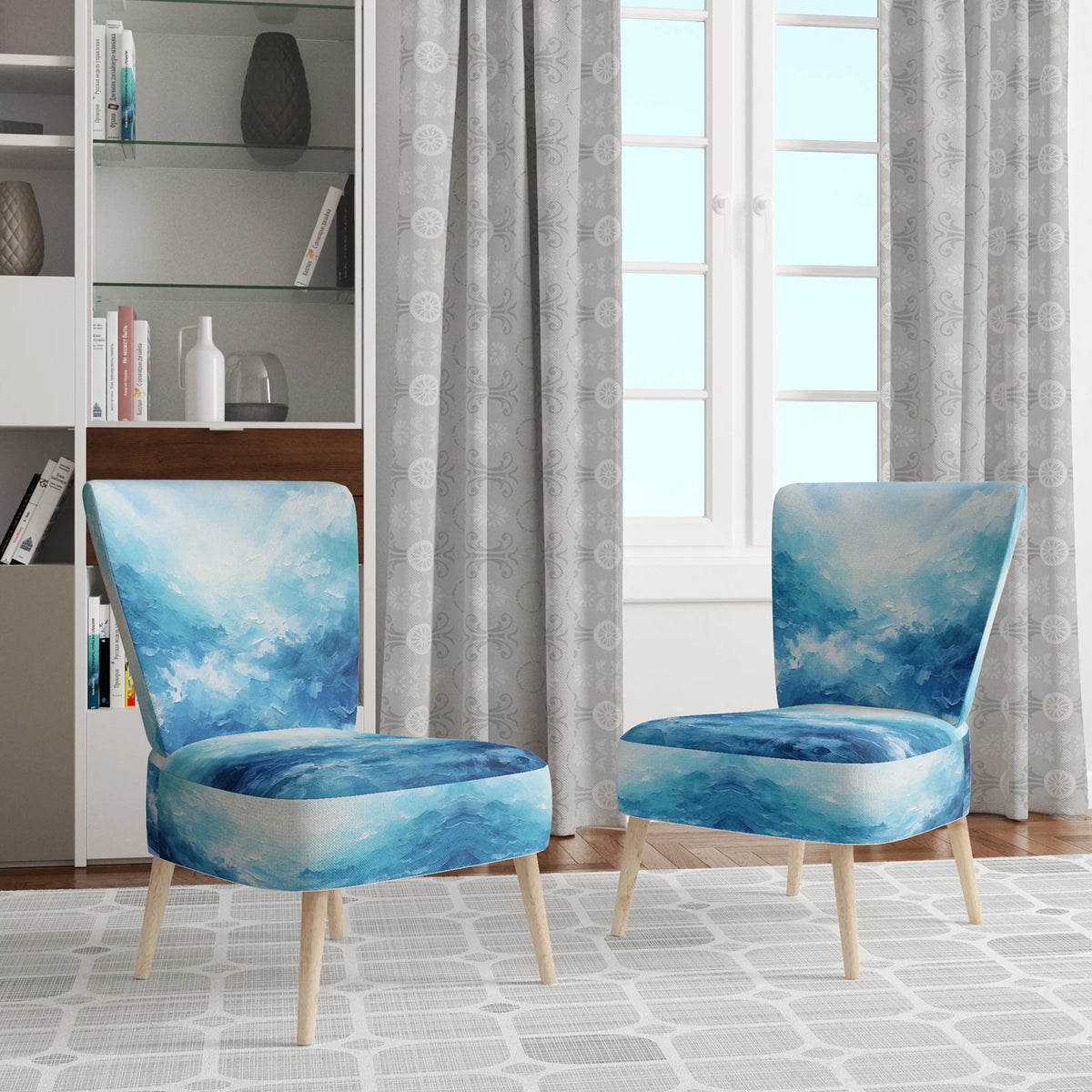 Blue Upholstered Accent Chair B66124