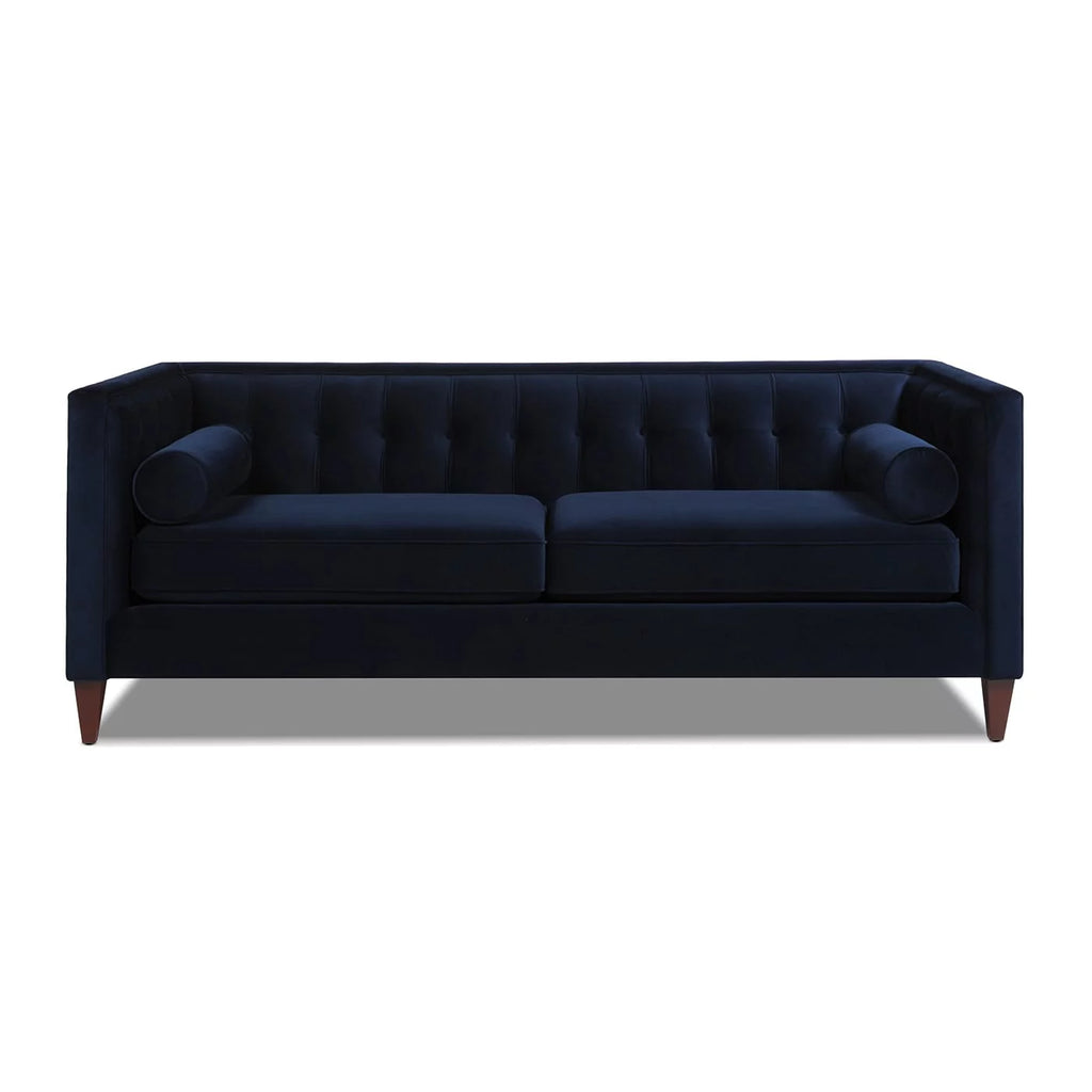 84" Tufted Tuxedo Sofa Cloud White Performance Velvet Q502
