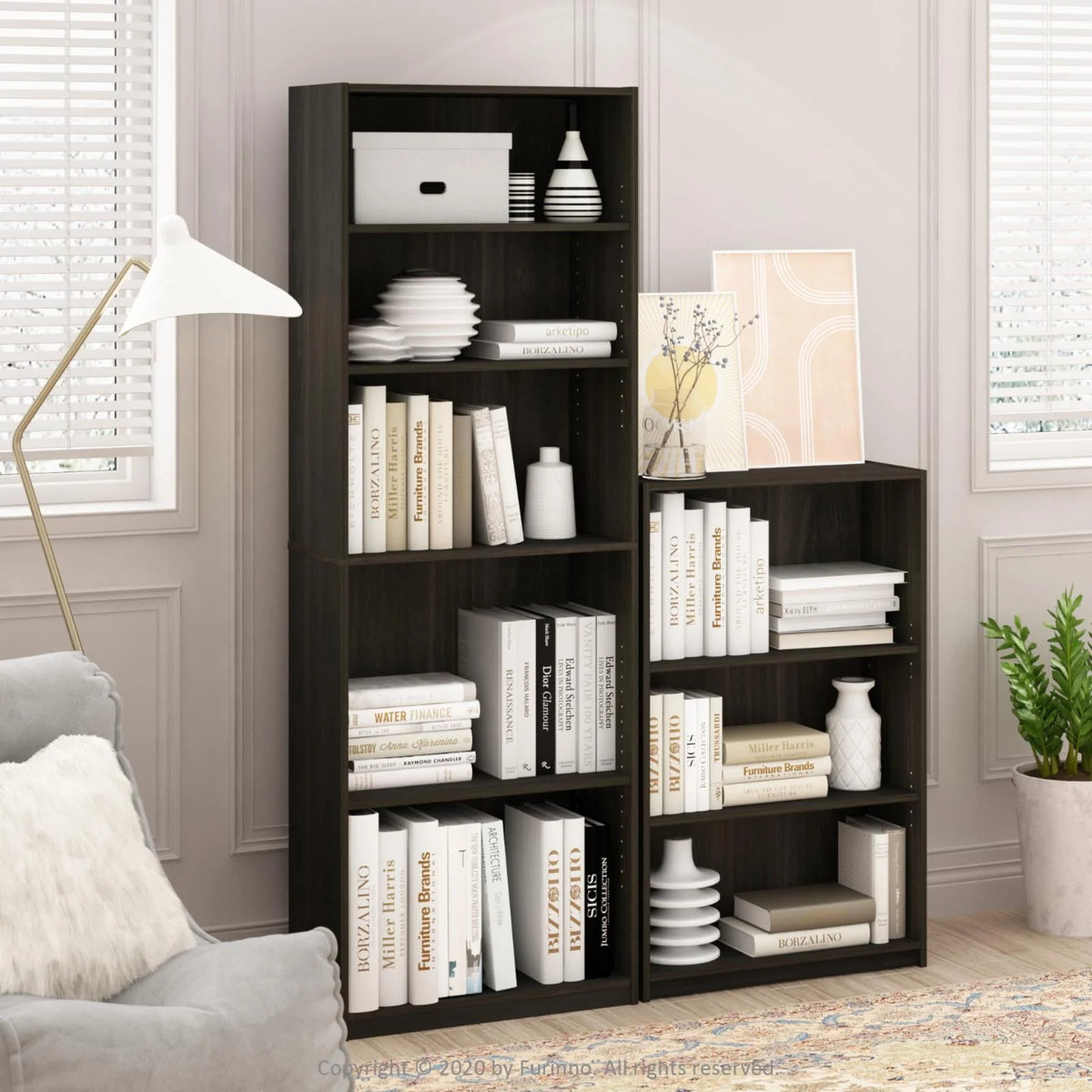 White 5-Shelf Engineered Wood Bookcase F233347