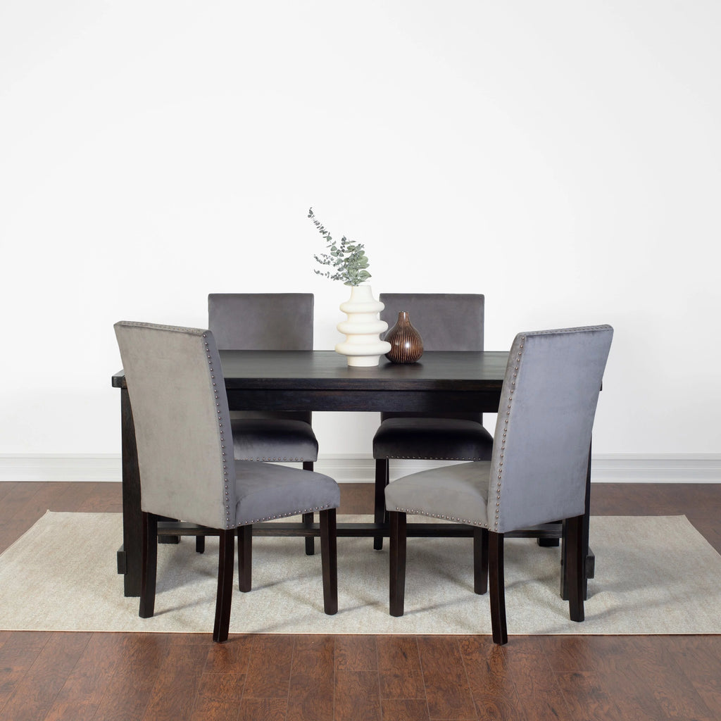 5-Piece Gray Dining Set with Table and 4 Chairs W743