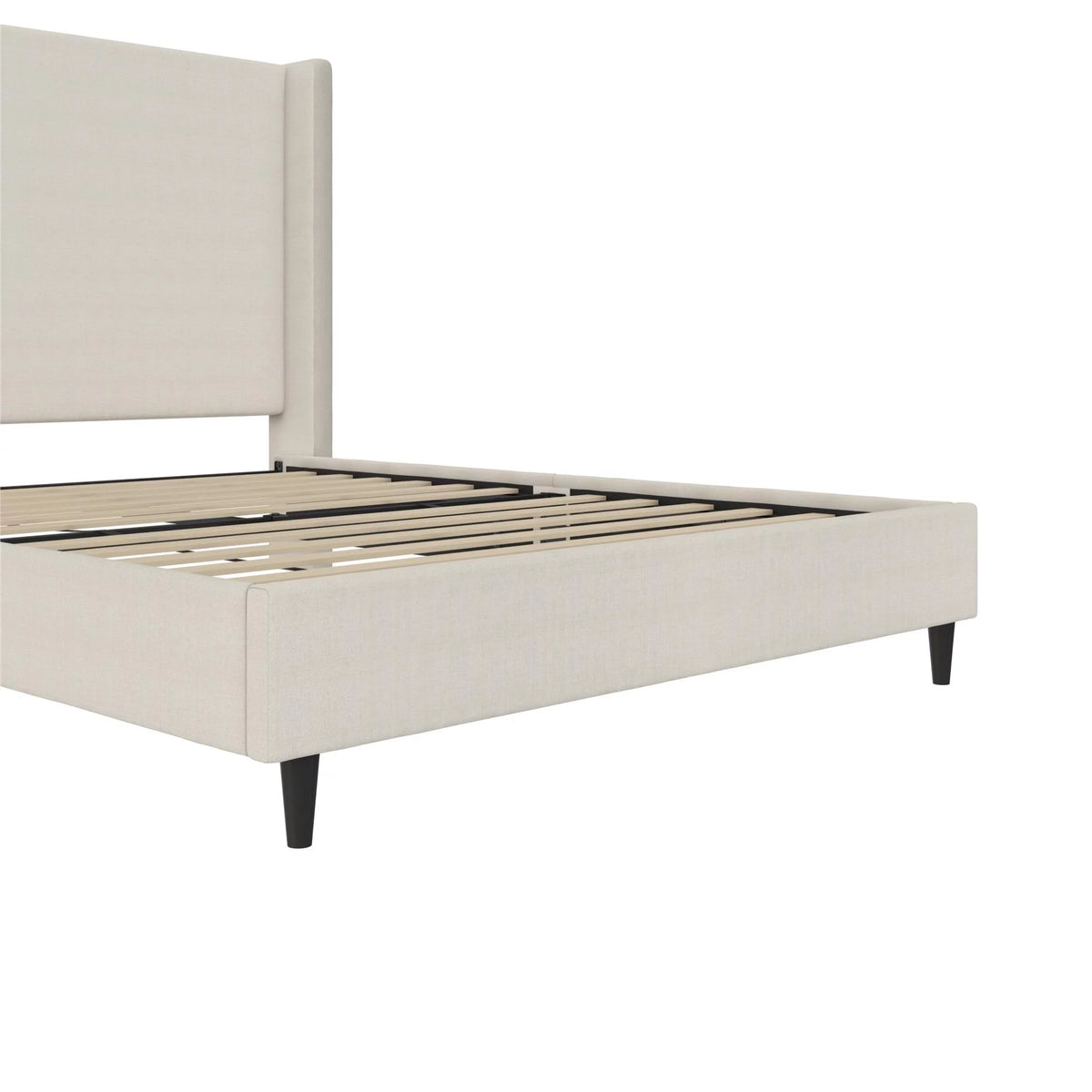 Queen Upholstered Platform Bed Frame with Wingback Headboard S7796