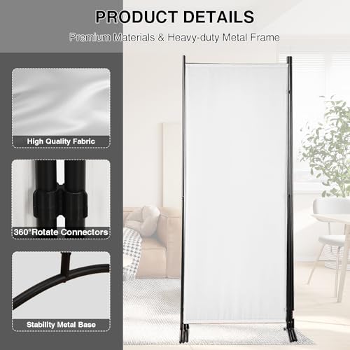 4-Panel White Privacy Screen with Support Foot V8577
