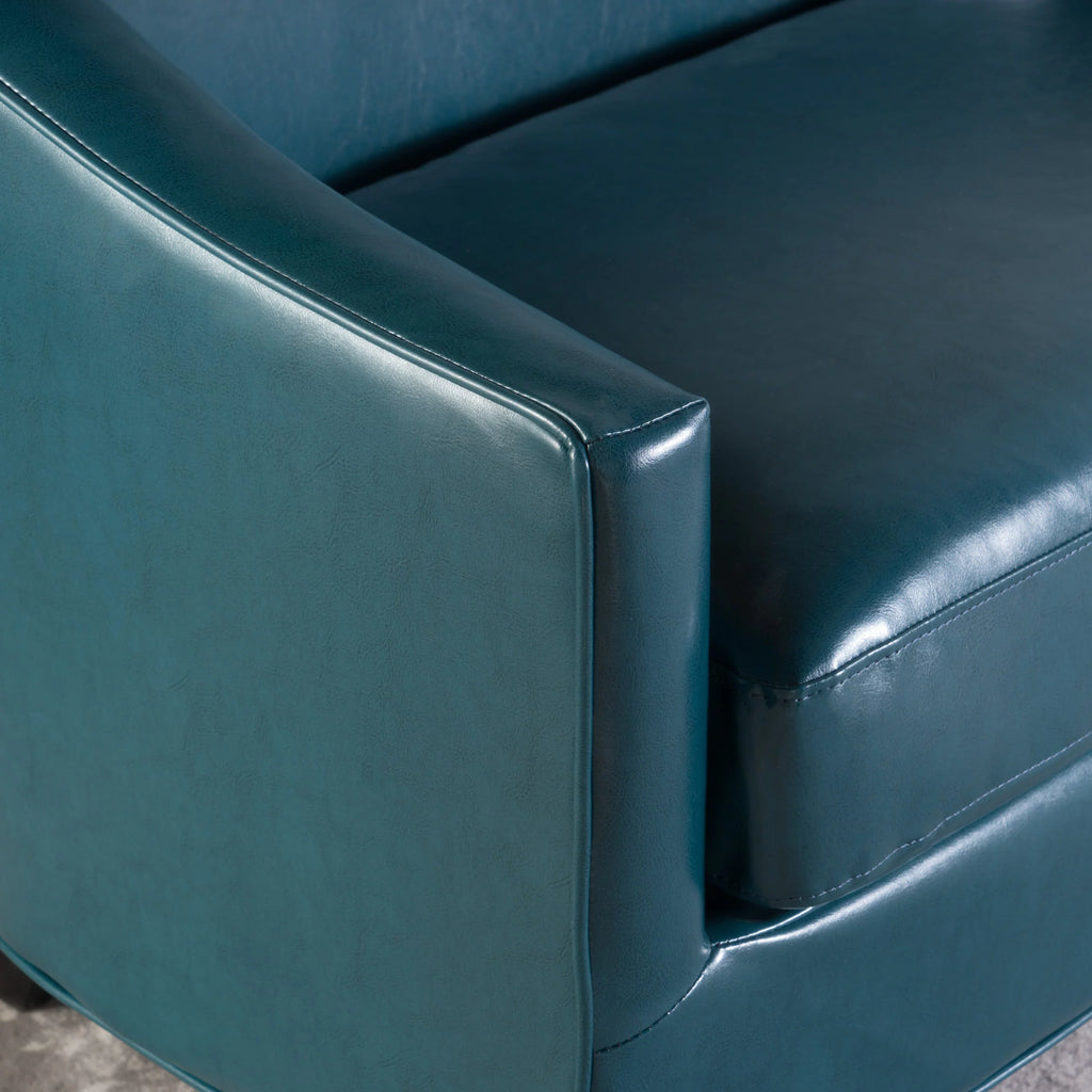 Teal Leather Loveseat J804