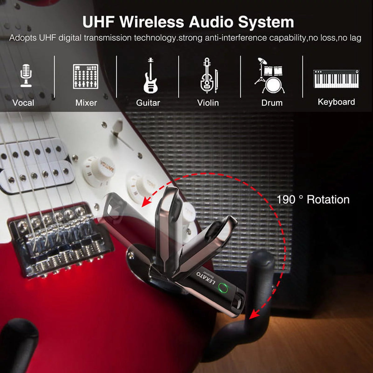 Wireless Guitar Audio System Transmitter Receiver H90590