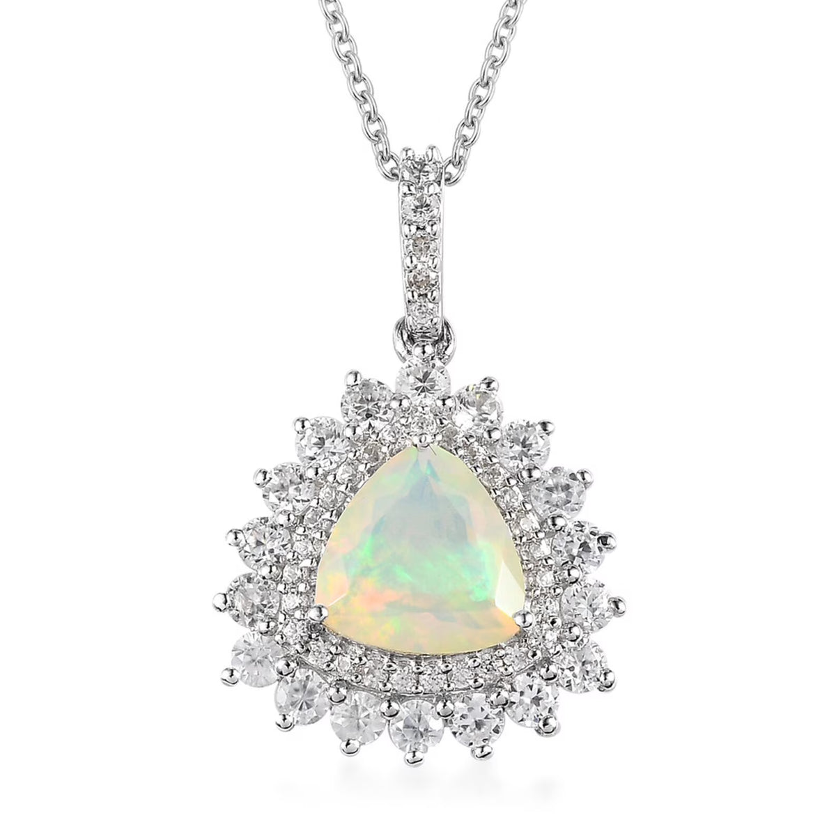 Natural Ethiopian Welo Opal 925 Sterling Silver Pendant Necklace K1477