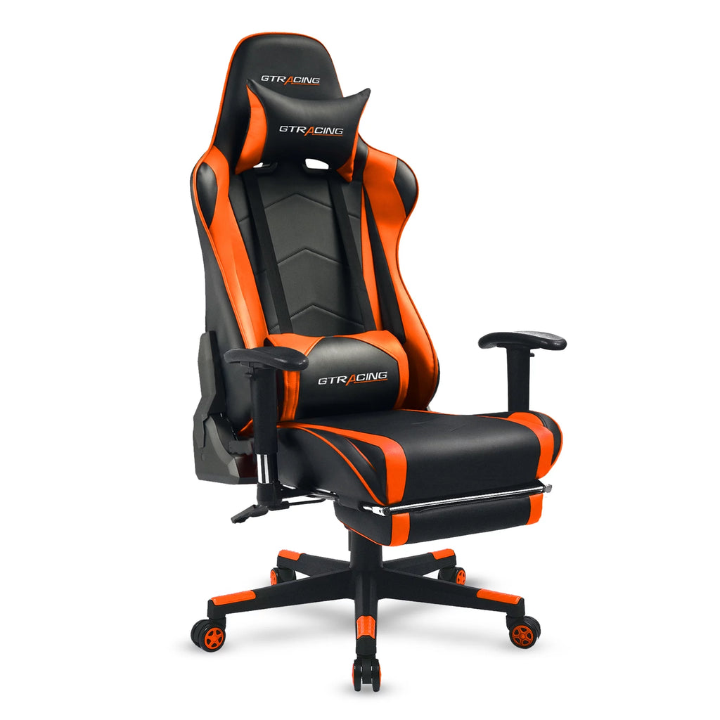 Red PU Leather Gaming Chair with Footrest B146