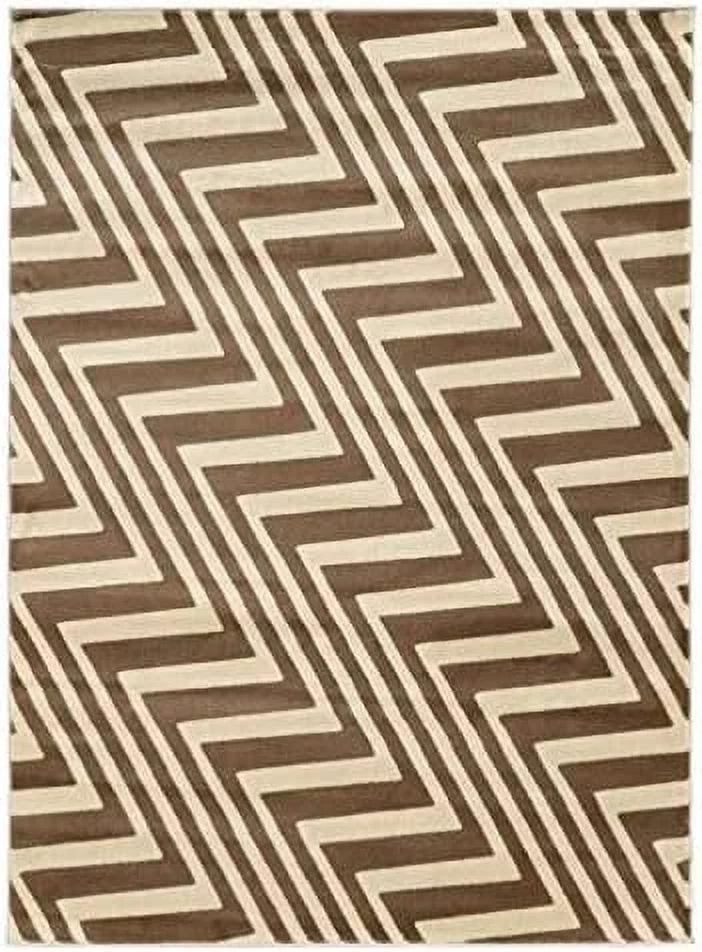 8' x 10' Zig Zag Rug in Ivory and Beige T19927