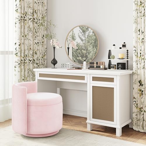 Velvet Upholstered Swivel Accent Chair with Storage S15107