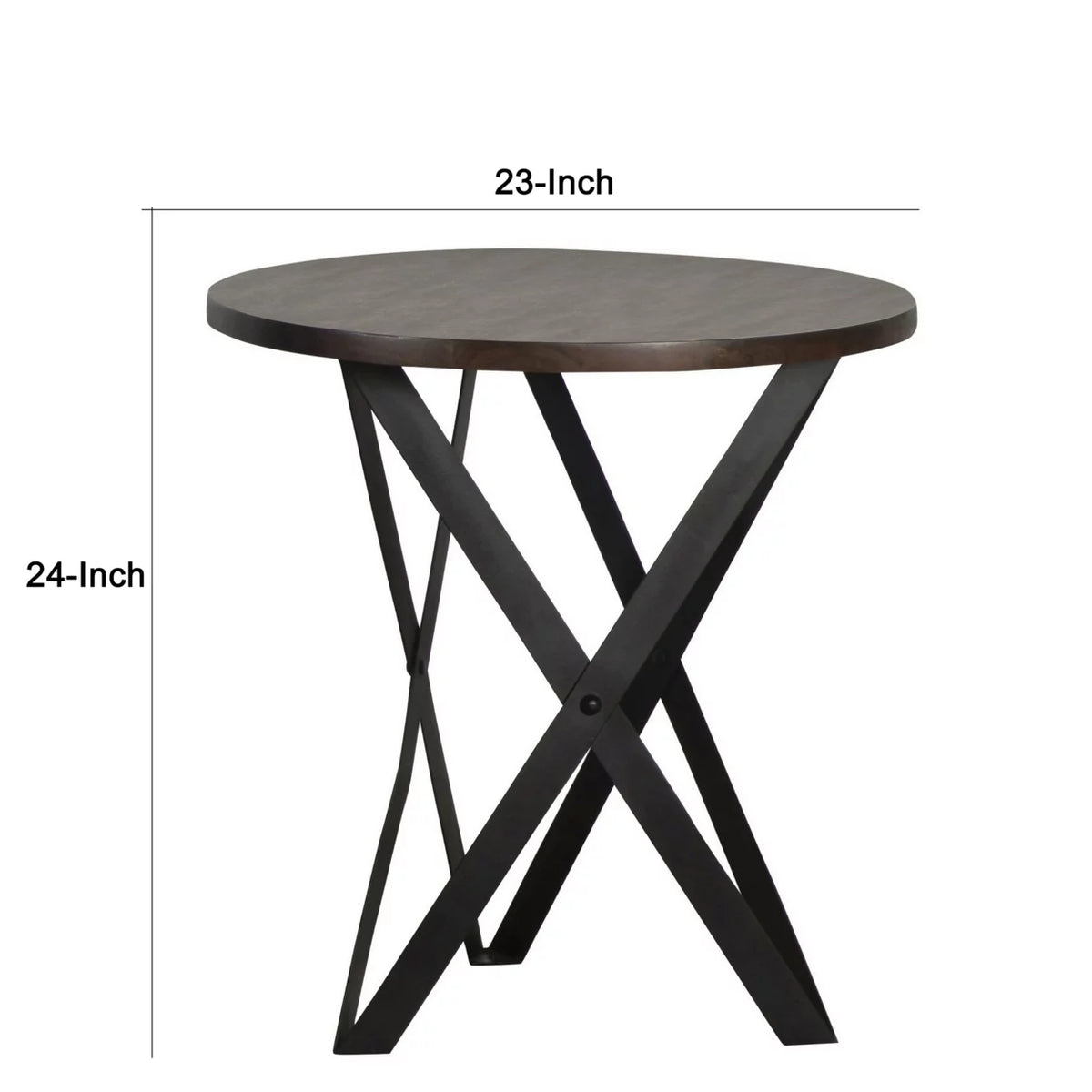 24 Inch Round Acacia Wood Side End Table L291