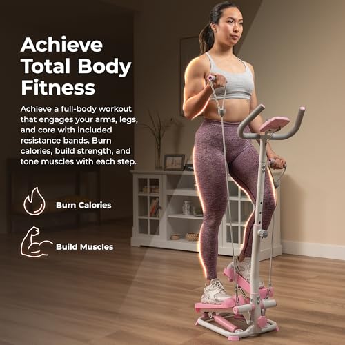 2-in-1 Smart Stepper Machine with Handlebar and Resistance Bands L427531