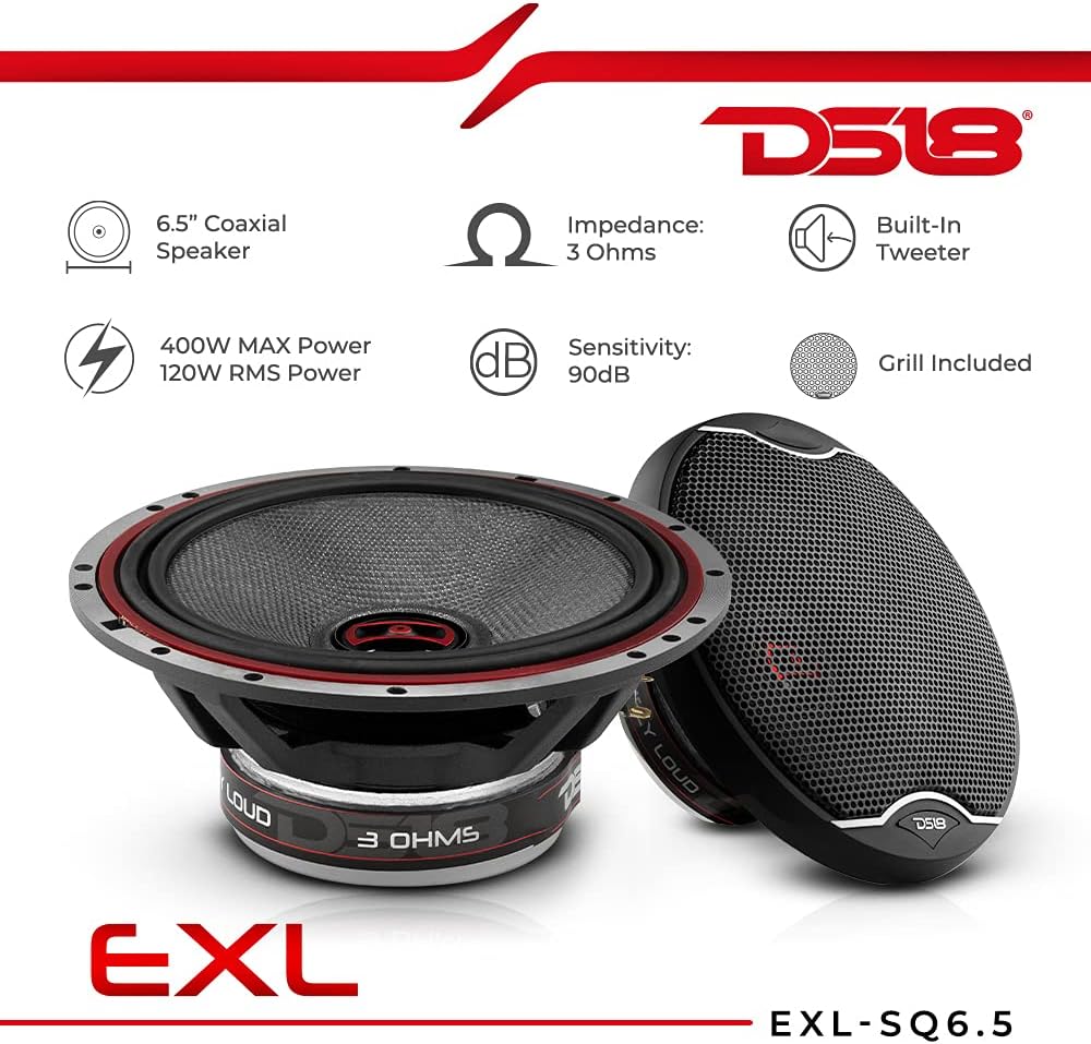 6.5-Inch 3-OHMS Car Coaxial Speaker 400 WATTS Max Set of 2 Y17652