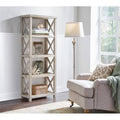 White Four Shelf Tall Wood Bookcase W4330