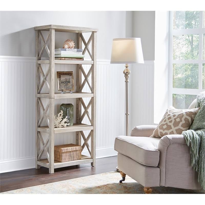 White Four Shelf Tall Wood Bookcase W4330