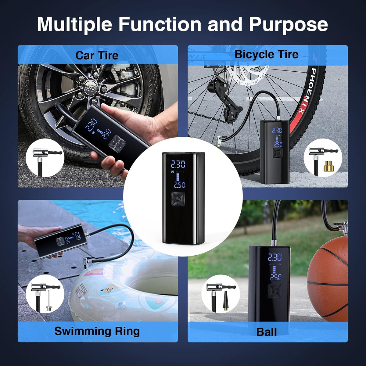 Portable Tire Inflator Air Compressor, 150 PSI Cordless, 8000mAh Battery, Pack of 2 F756429