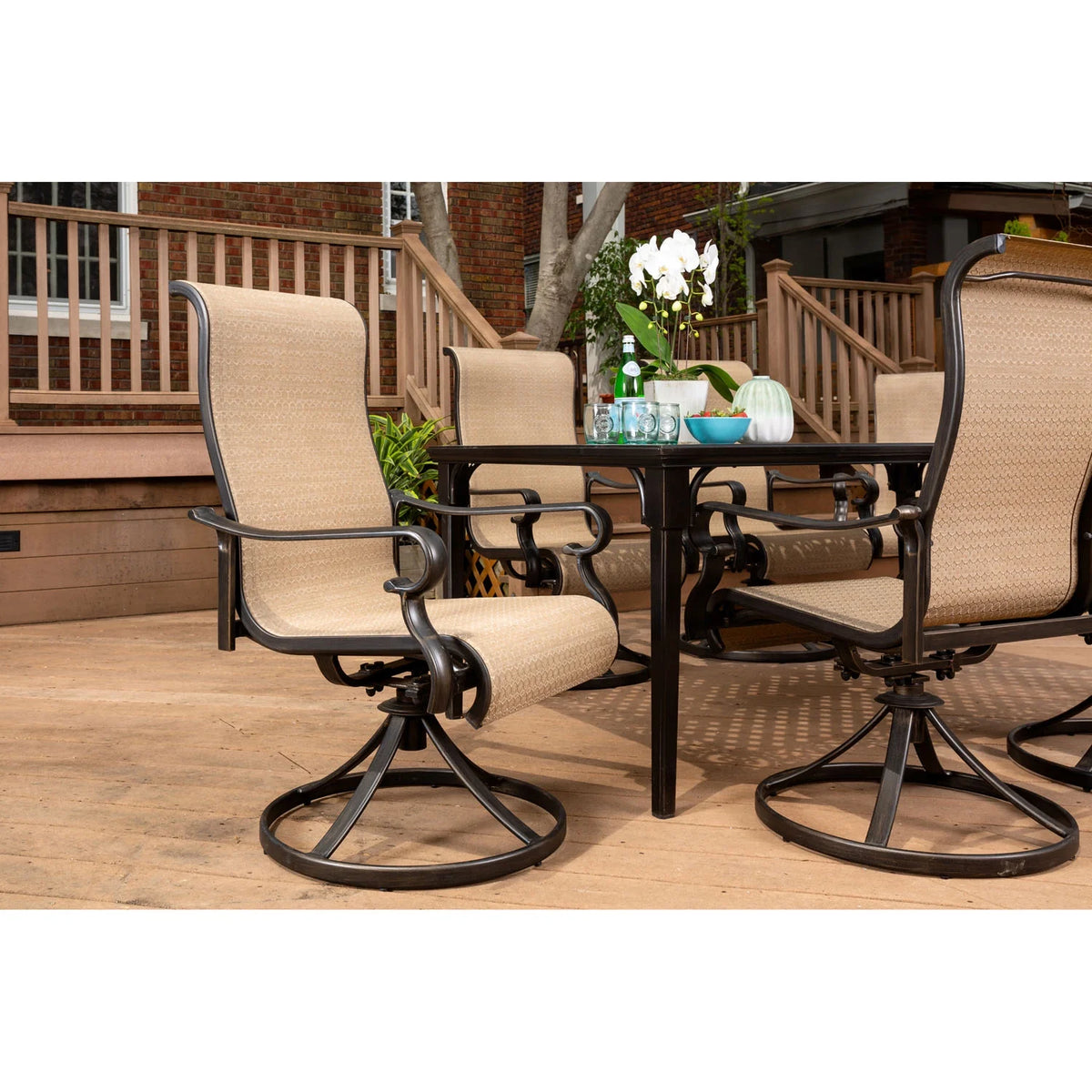 7-Piece Dining Set with Expandable Table and 6 Swivel Rockers K315