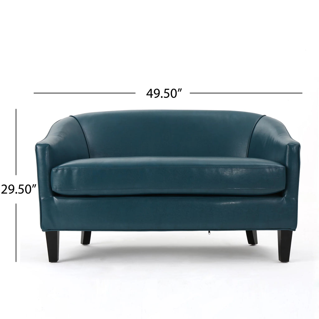 Teal Leather Loveseat J804