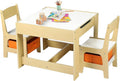3 in 1 Kids Wood Table & 2 Chairs Set with Storage M8114