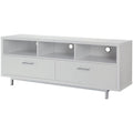 White and Chrome 3 Compartment 60" TV Stand S5718