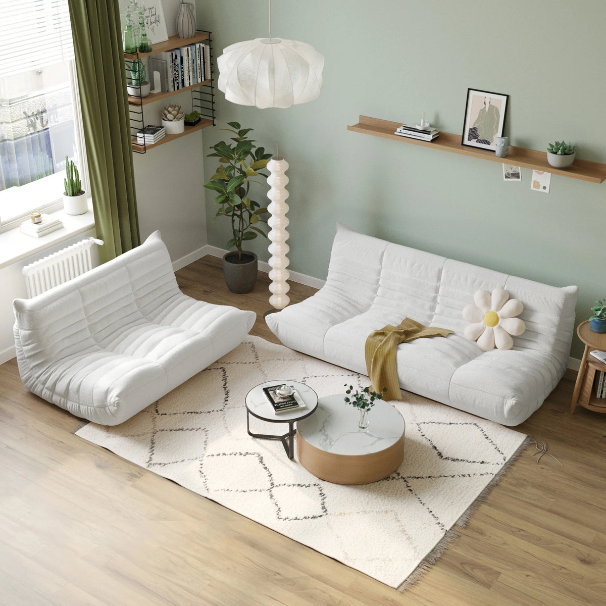 Red Teddy Fabric Sofa Set D845
