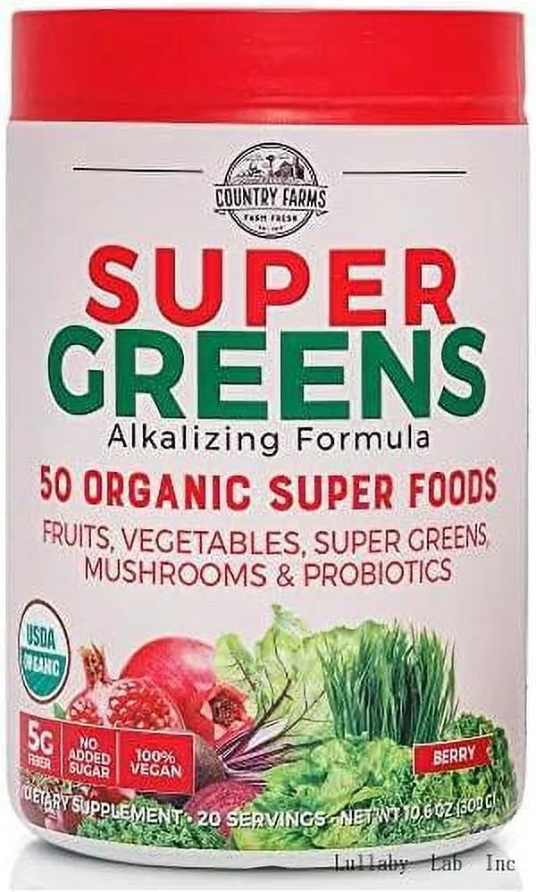 super greens, alkalizing formula, berry, 10.6 oz (300 g) N6429