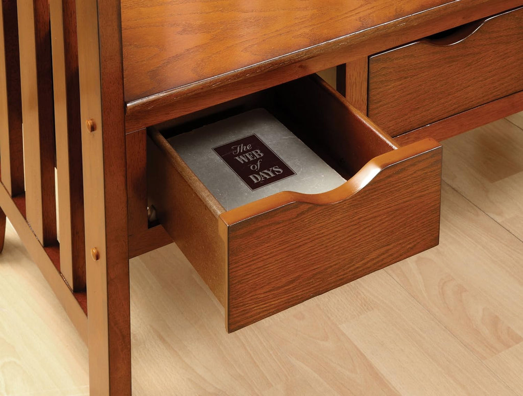 Oak Accent Bench with 3-Drawers C39575