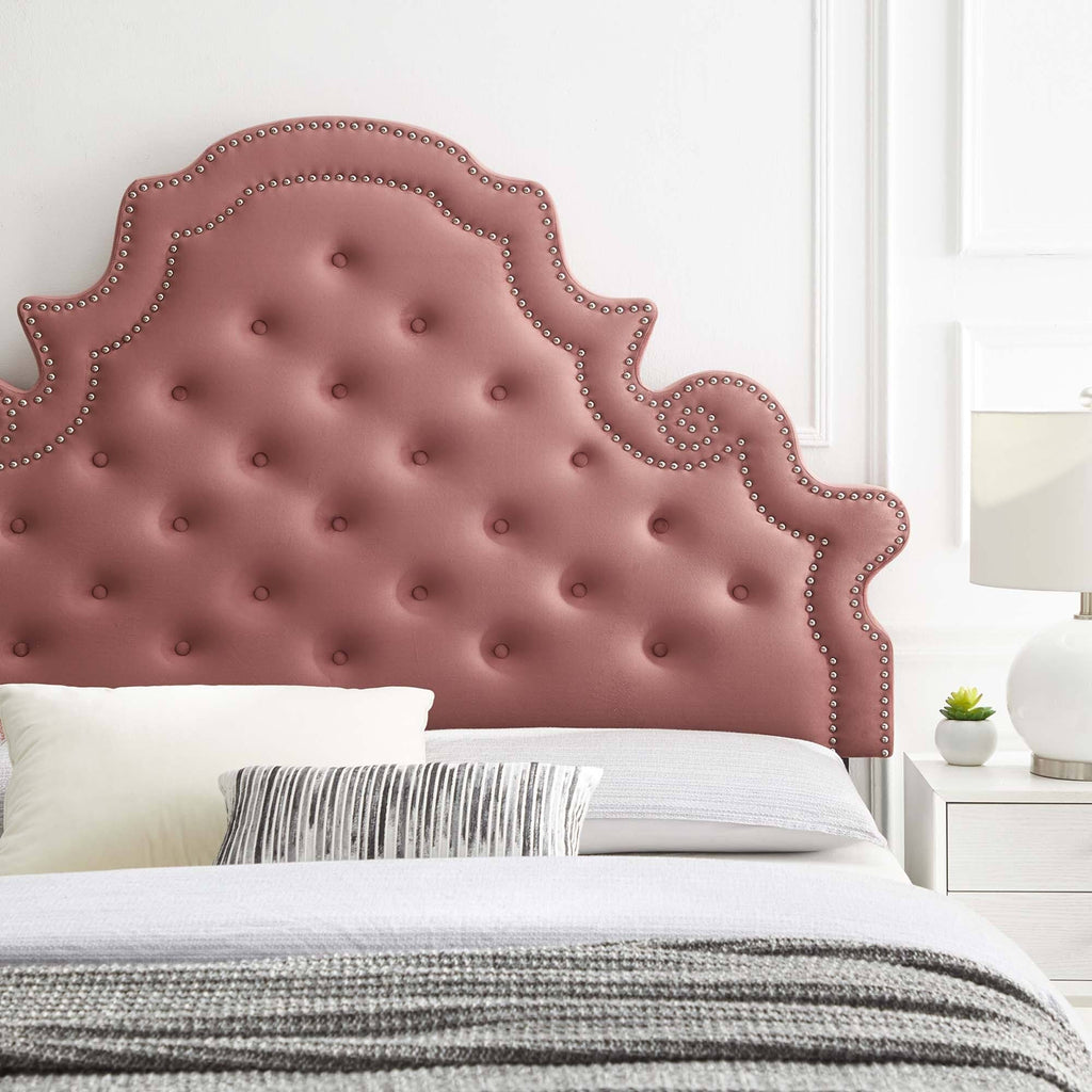 Tufted Dusty Rose Performance Velvet Twin Headboard X76411