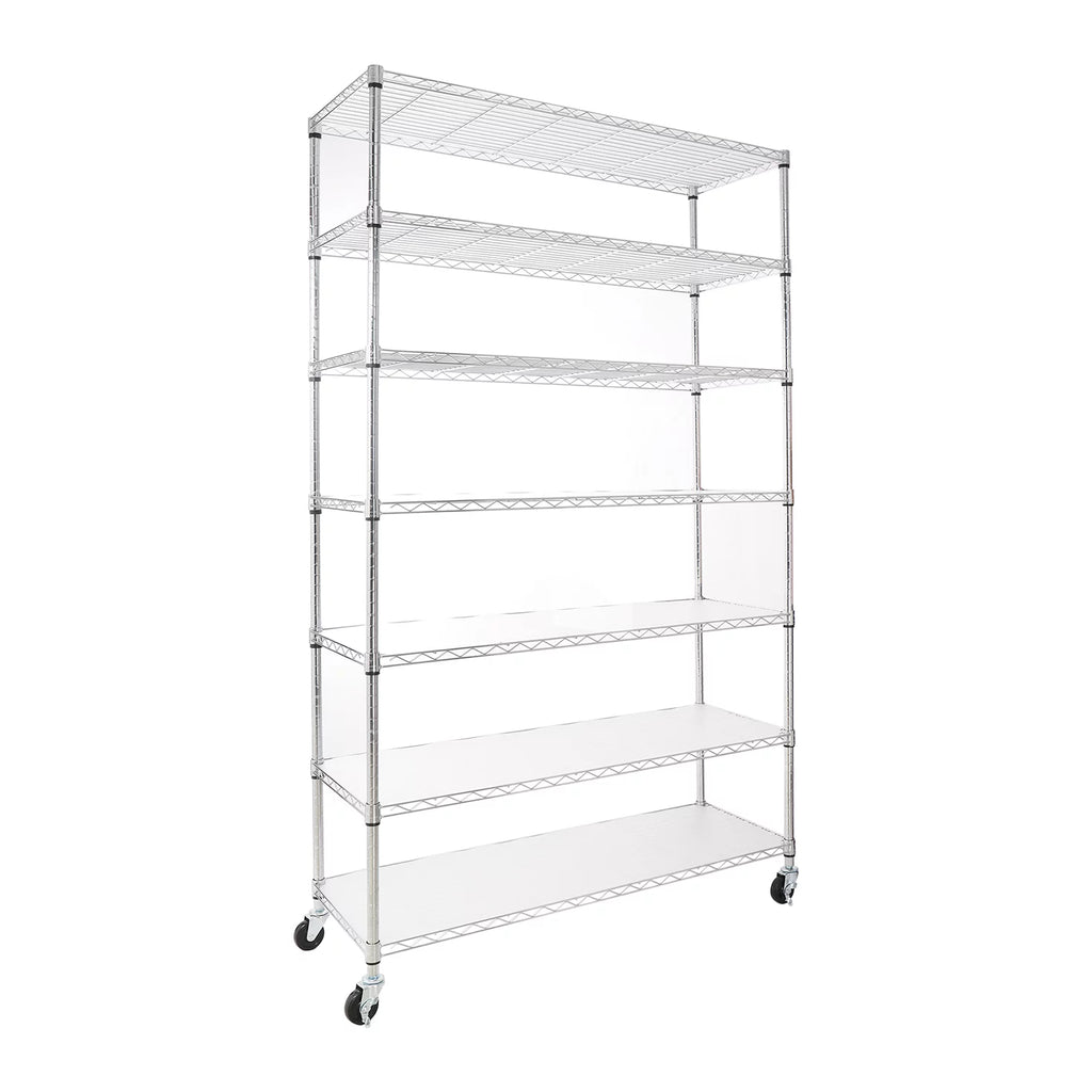 7-Tier 2450lbs Metal Shelving Unit with Wheels R142