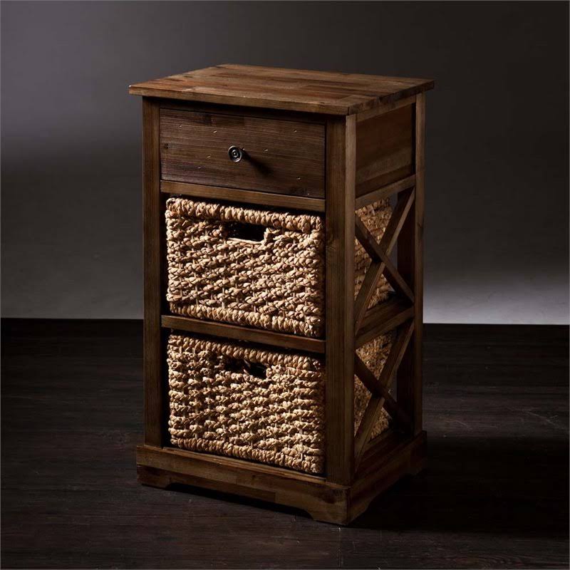 Antique Brown 2 Basket Storage Unit S943