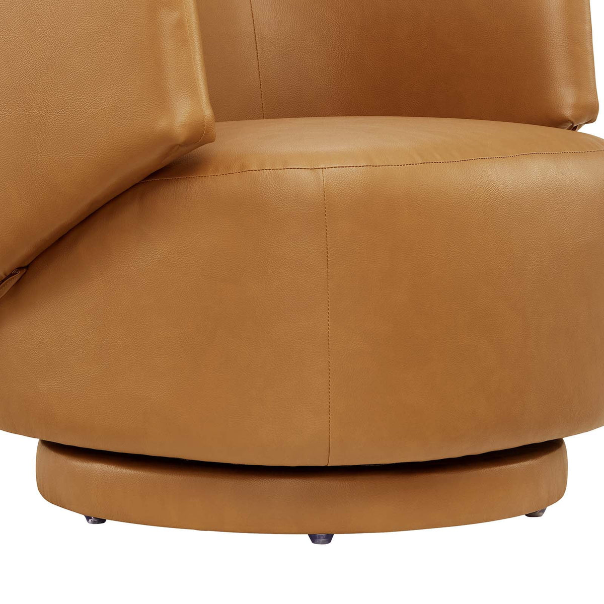 Tan Vegan Leather Fabric and Wood Swivel Chair D959154