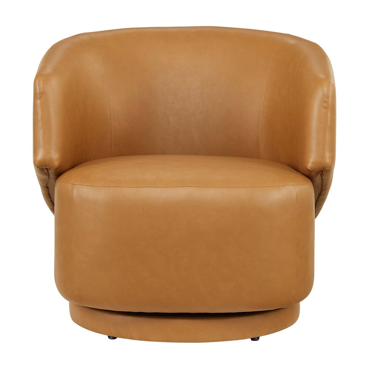 Tan Vegan Leather Fabric and Wood Swivel Chair D959154