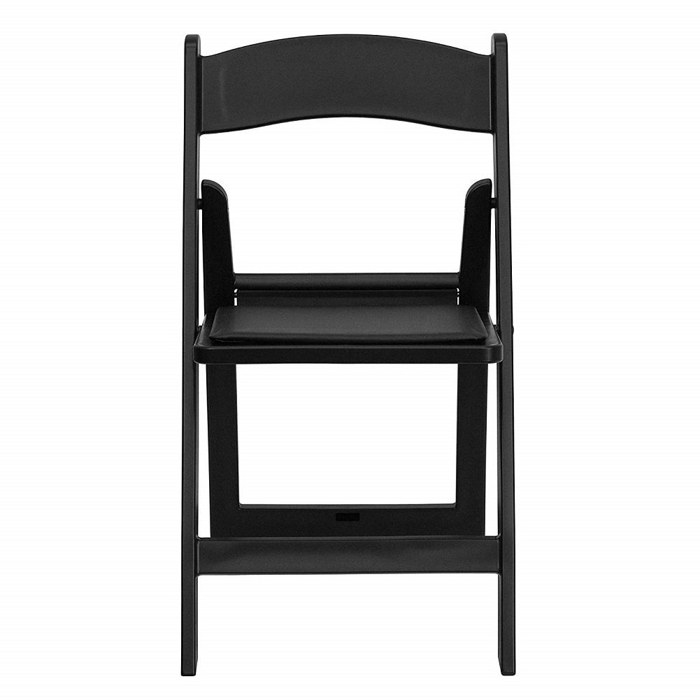 Black Resin Folding Chair with Vinyl Padded Seat W20653