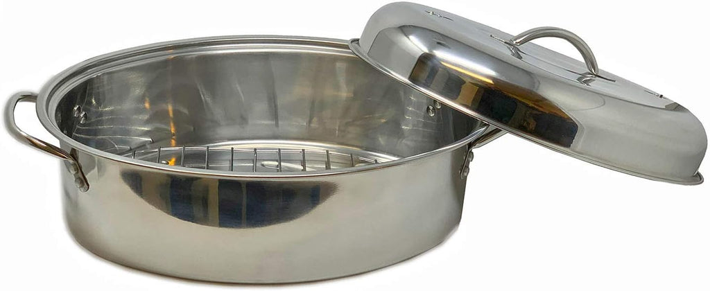 Stainless Steel Oval Roaster with Wire Rack and High Dome I515766